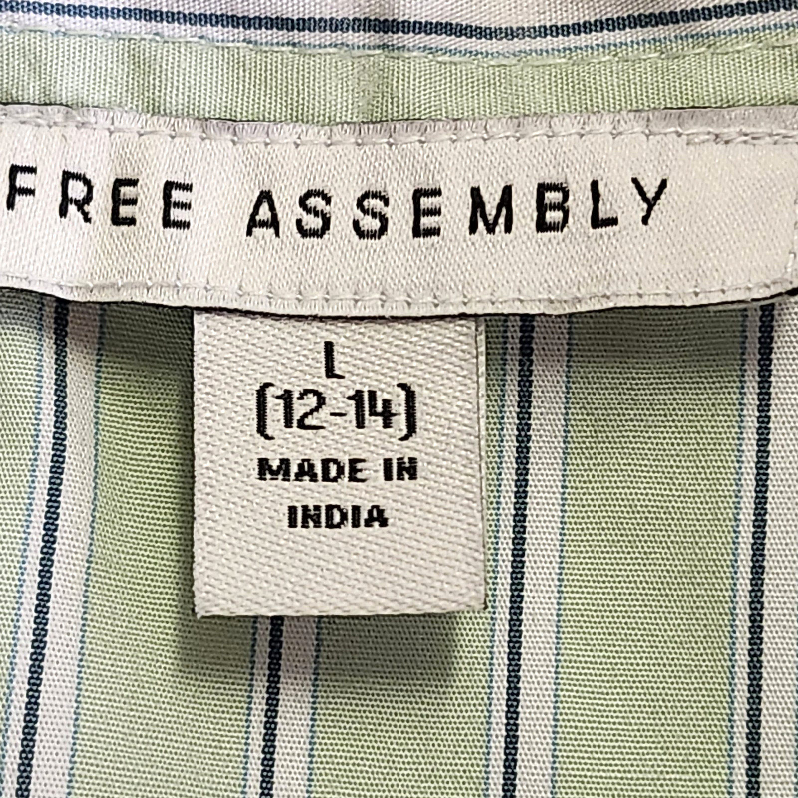 Free Assembly Women’s L Corset Mini Dress Green Striped Button NEW