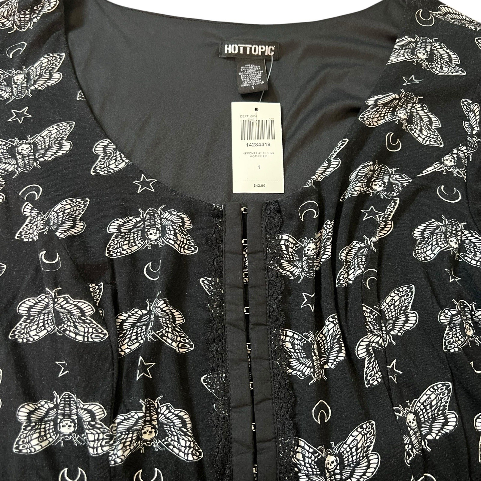 HOT TOPIC Death Moth Black Fit Flare Mini Dress Witchy Whimsigoth Fairy Sz S
