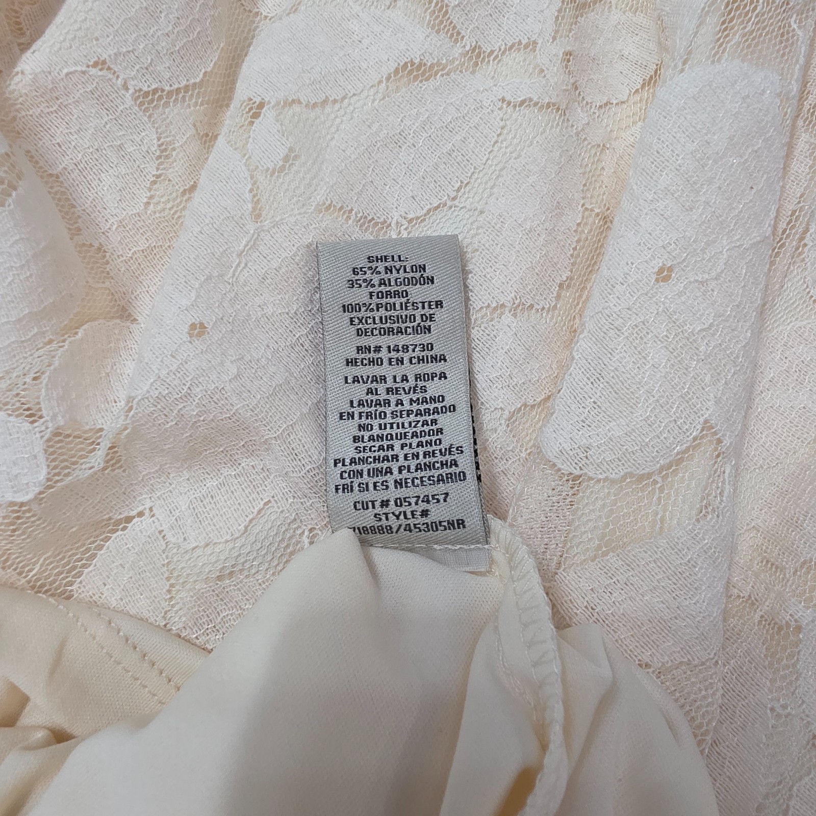 ECI New York NWT Ivory Lace Sheath Dress Beaded Neck Sleeveless Size 14 $148