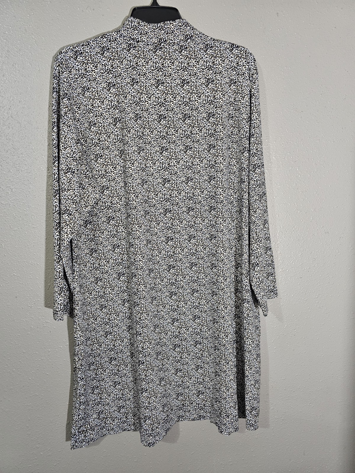 Lulu B 1/4 Zip Dress Size 1X Black Beige Leopard Print 3/4 Sleeves Stretch