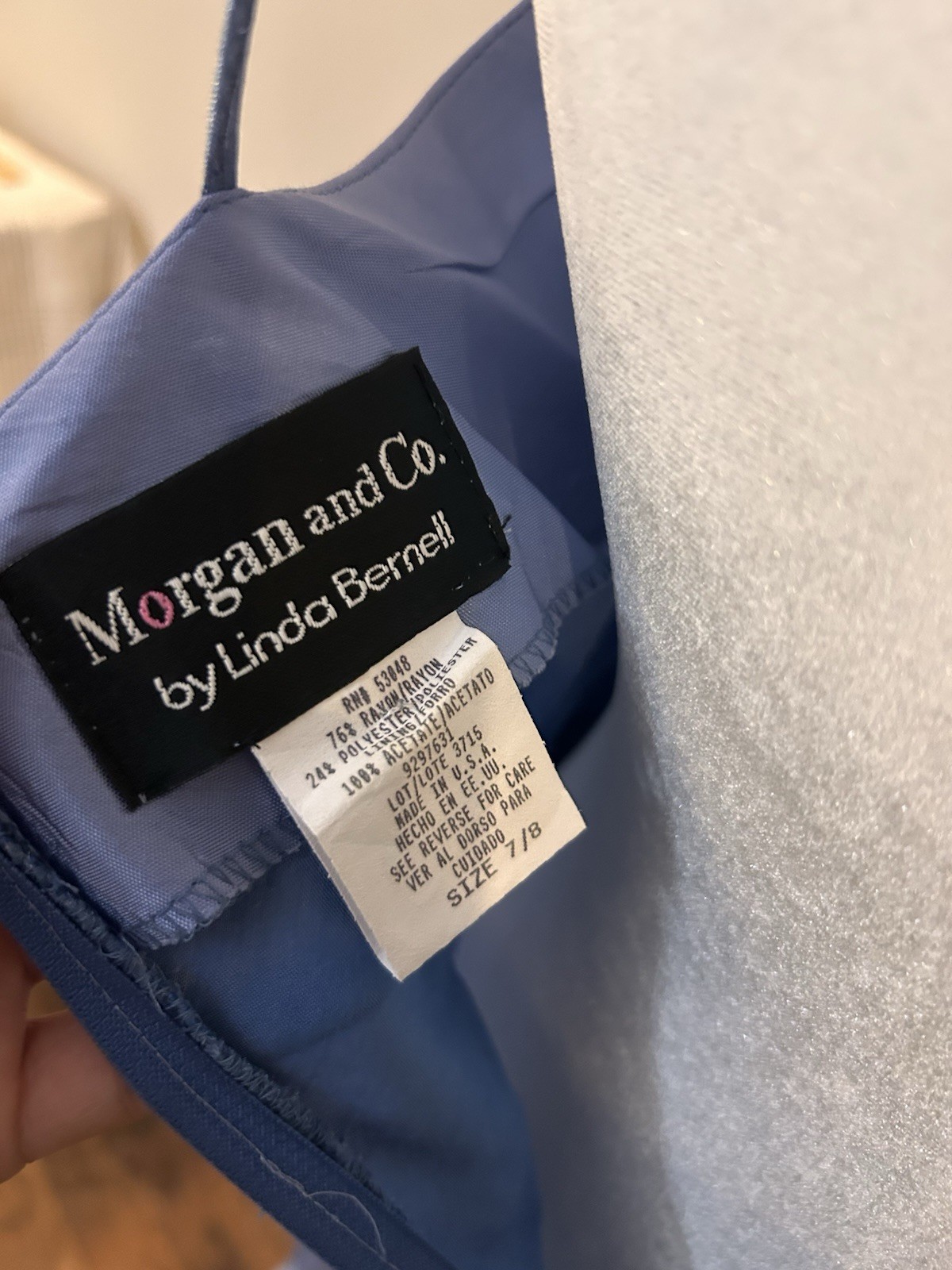 Morgan and Co. by Linda Bernell Blue Beaded Satin Formal Gown Juniors 7/8
