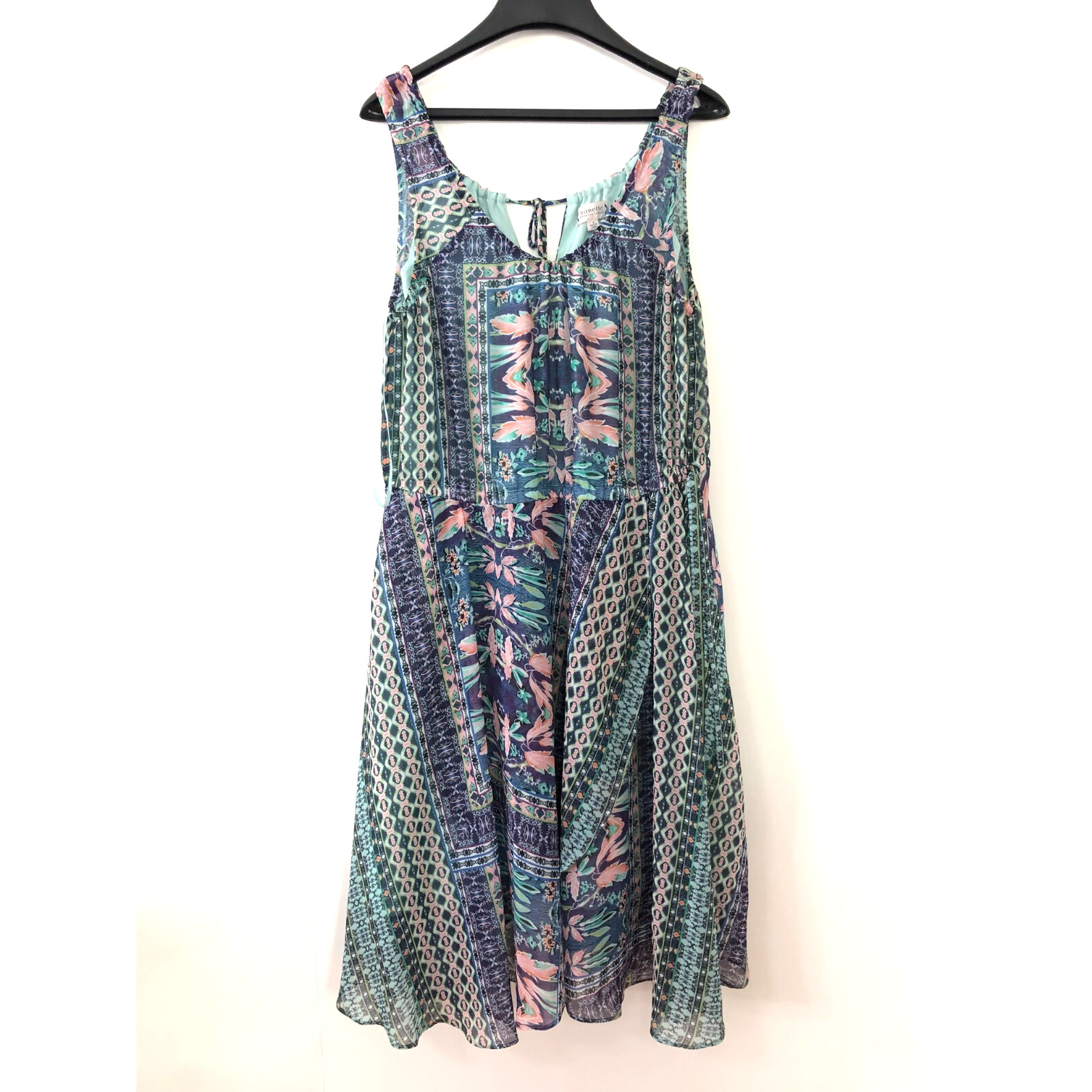 Nanette Lepore 16 BOHO A-Line Below Knee Midi 44 In Dress All Over Print