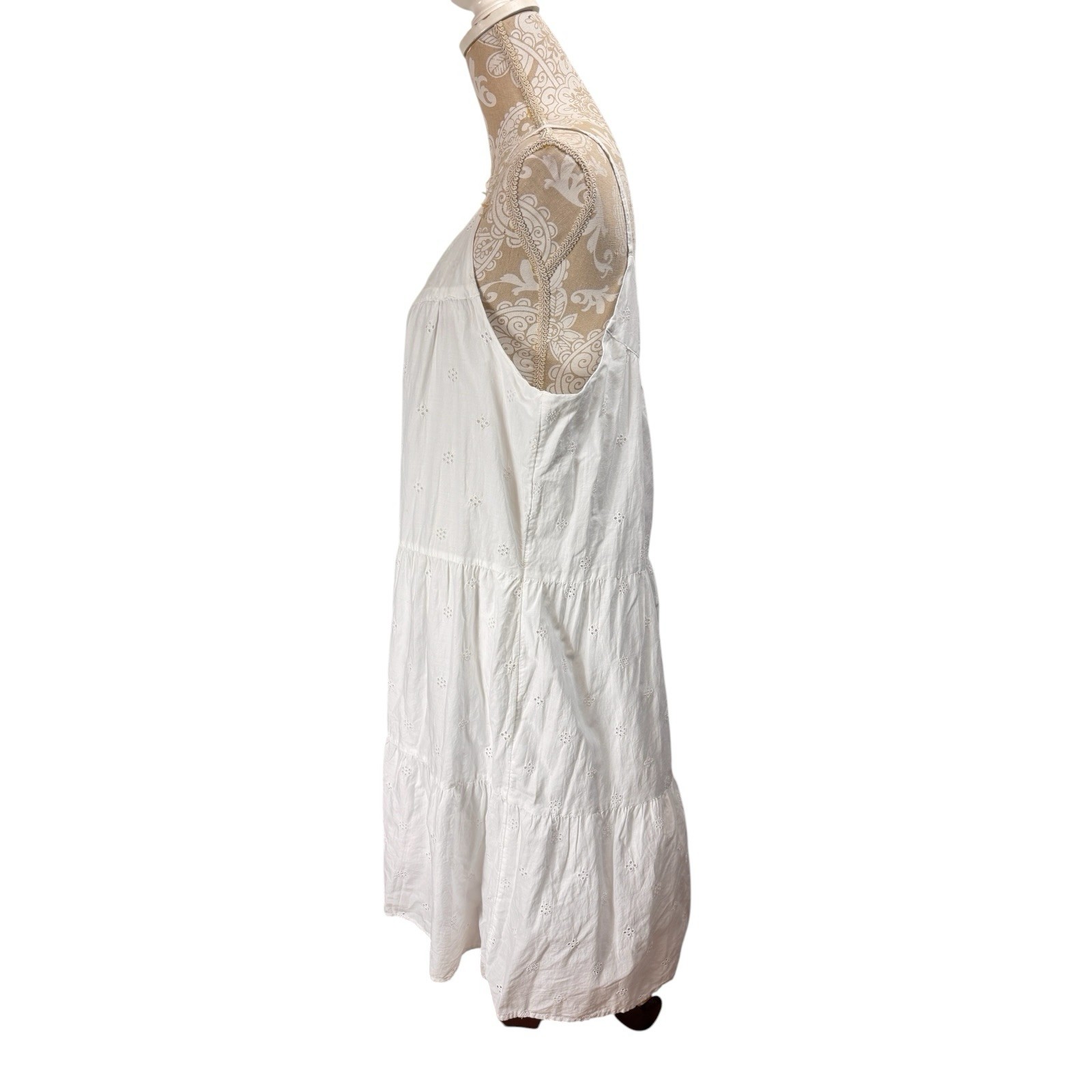 Beach Lunch Lounge Size Large Dress White Tiered Sun Eyelet Coastal Cottage