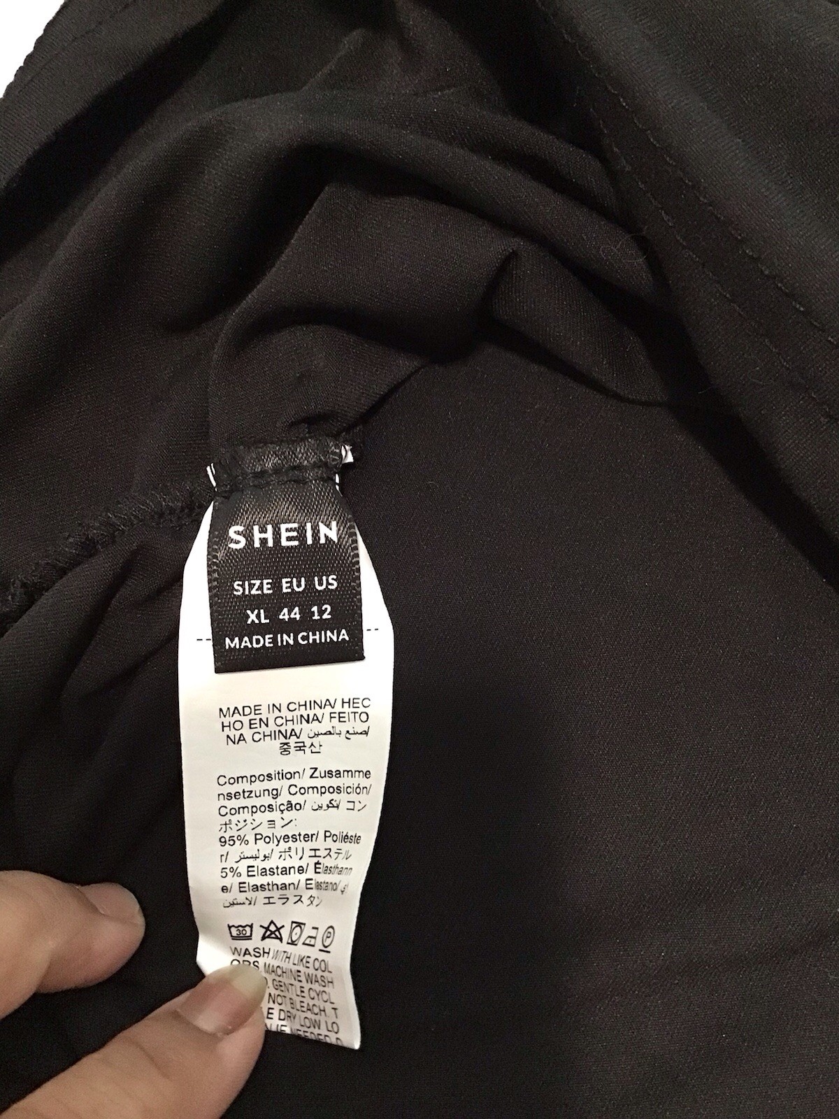 SHEIN Black Solid Cowl Neck Ruched Stretch Jersey Sheath Knee Dress XL
