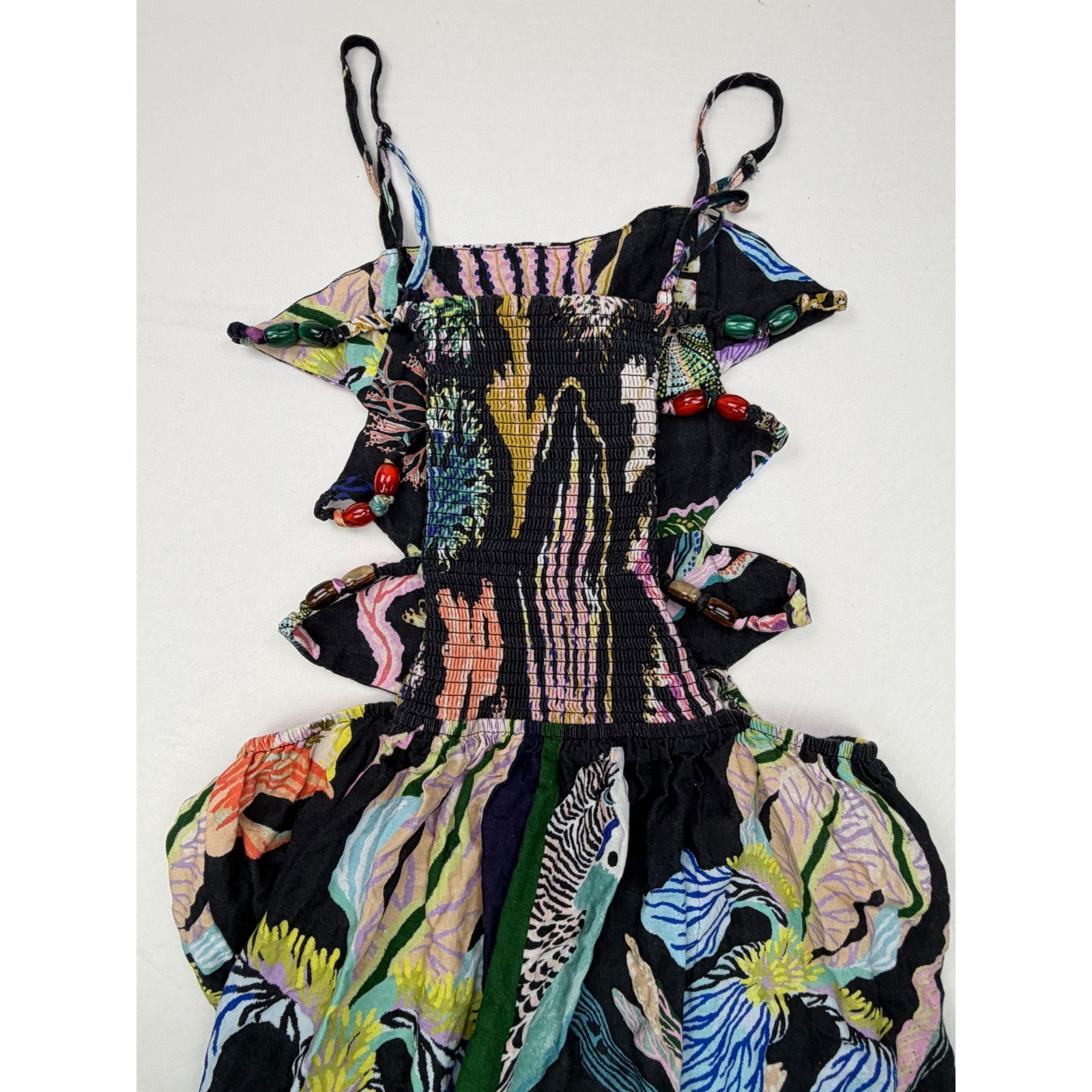 Anthropologie Celandine Sarah Gordon Cut-Out Beaded Midi Dress Black XXS