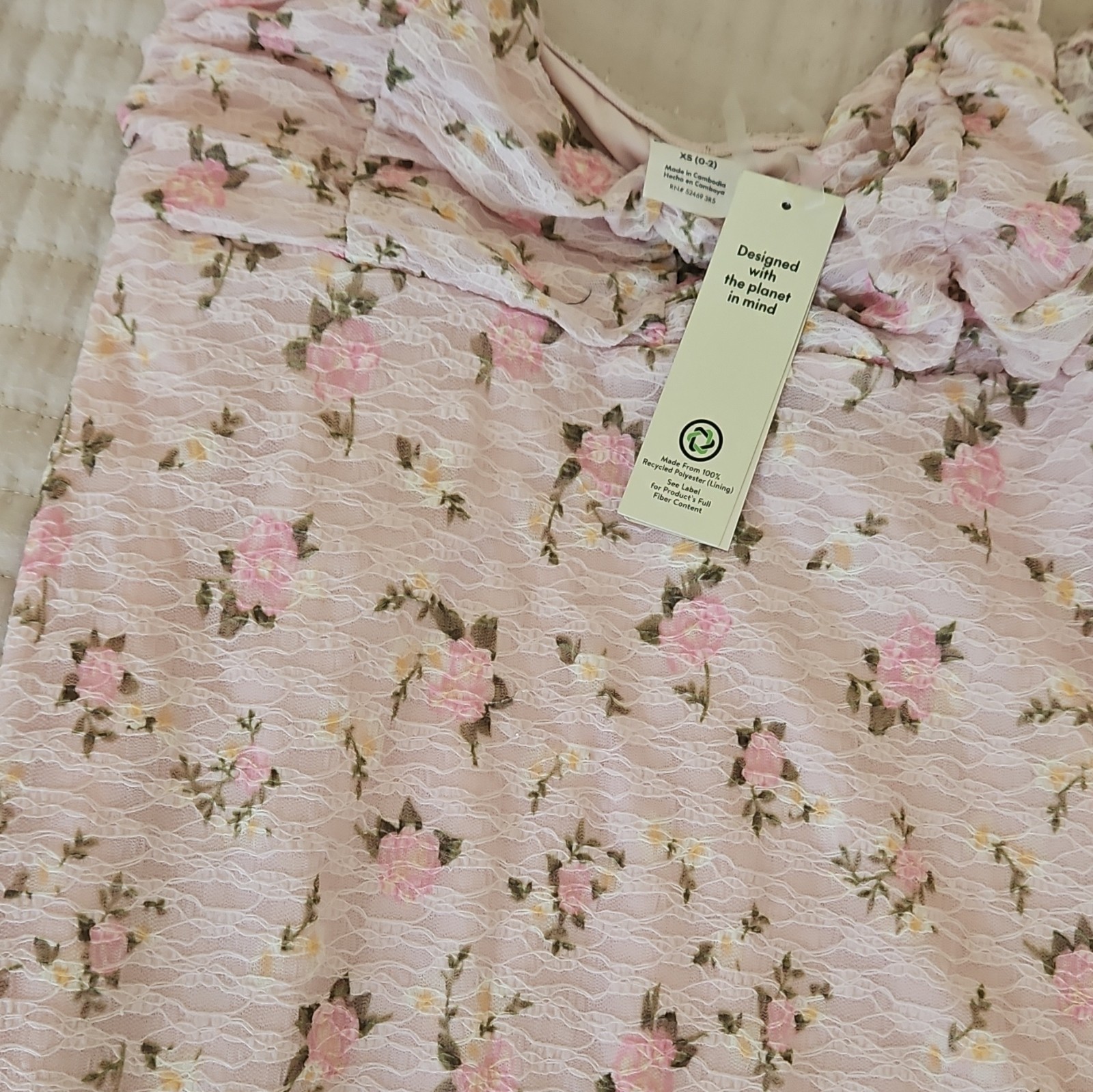 No Boundaries Sweetheart Lace Floral Sundress Pink Sleeveless Short XS (0-2)