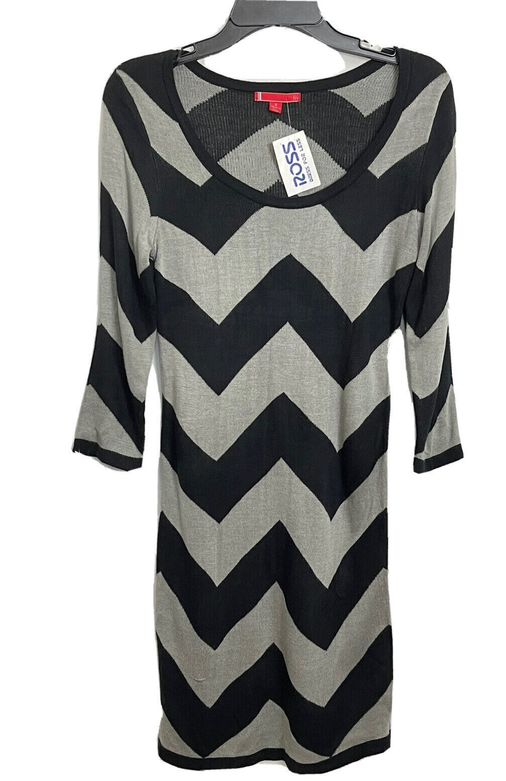 LIV Women’s Sweater Black Gray Chevron Dress Size S