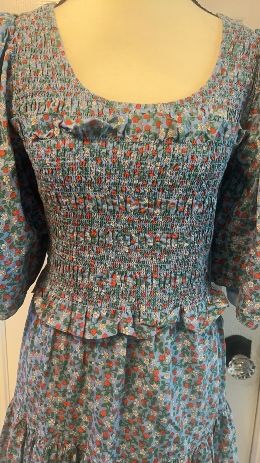 $495 Sea New York Blue Lilly Smocked Dress SZ L (US 10)