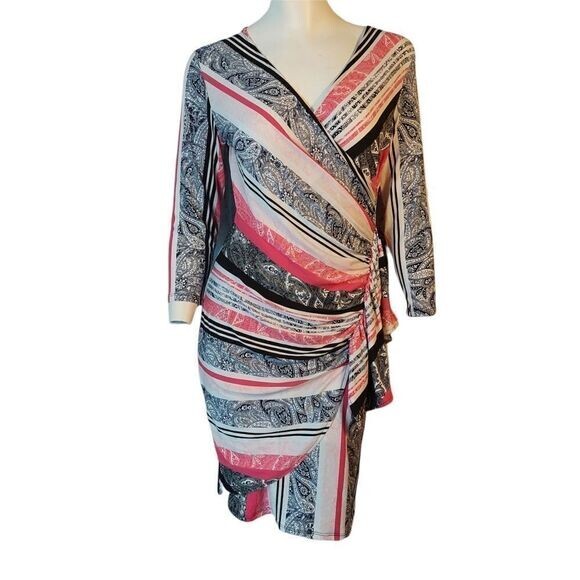 New York & Co Womens Paisley Stripe Ruffled Dress sz XS