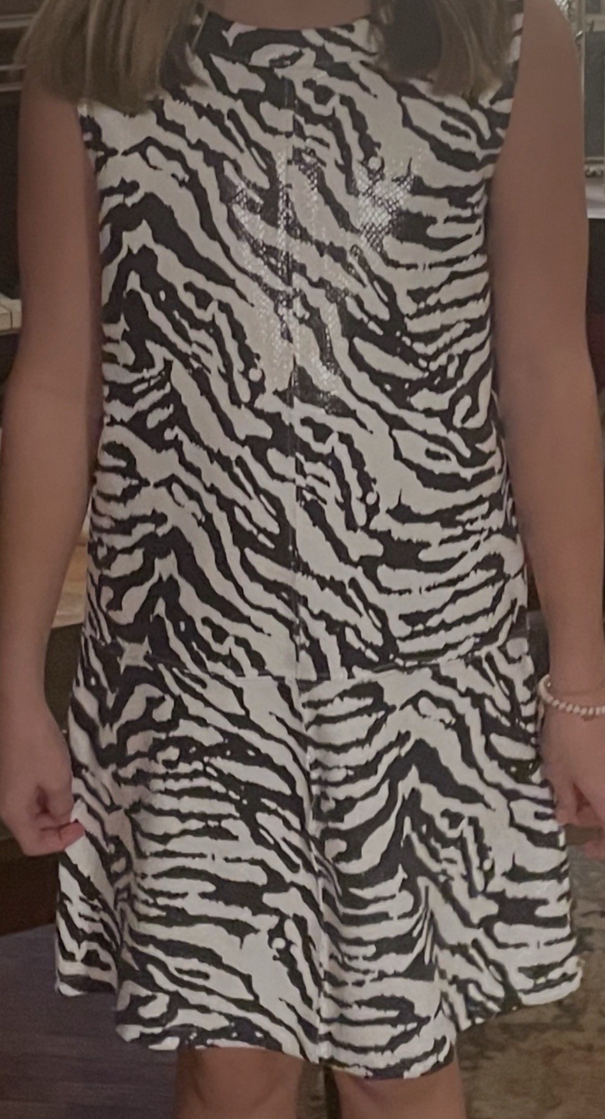 MIA New York Girls Size Large Zebra Dress Black White Animal Print Sleevless