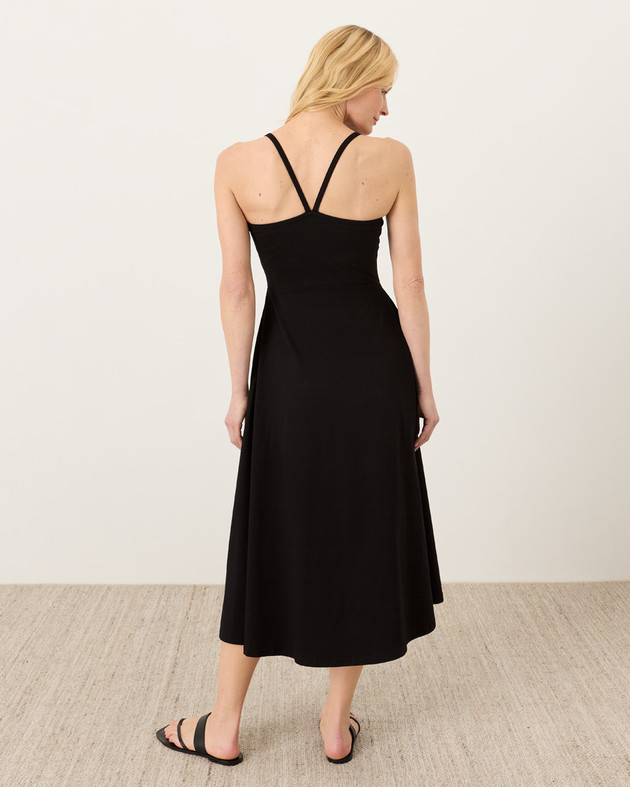 NEW PACT Organic Fit & Flare Midi Dress – Black
