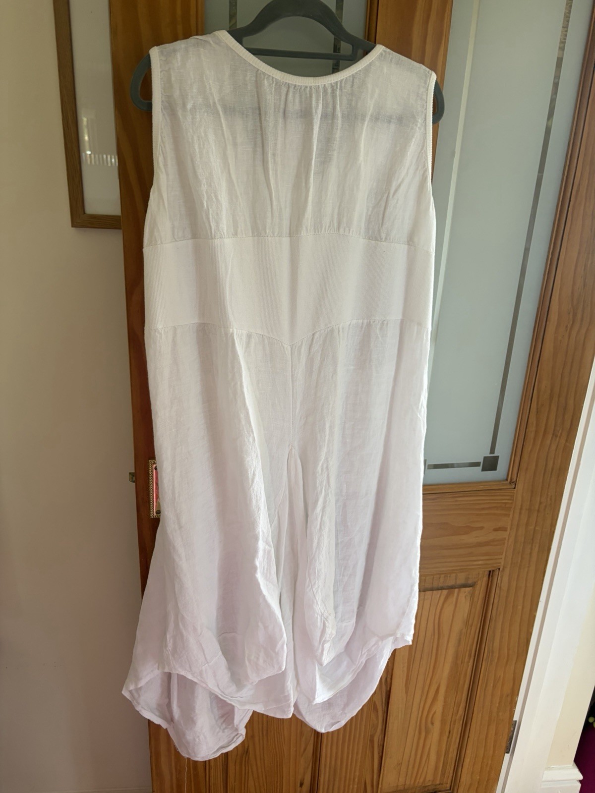 COCO Girl Made In Italy White Lagenlook 100% Linen Dress