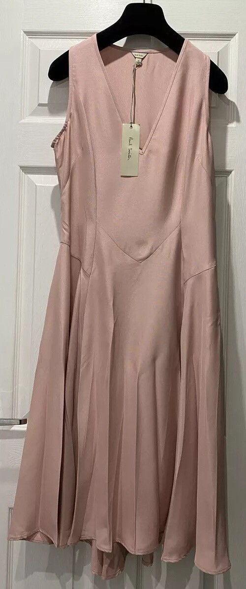 BNWT Paul Smith Pink Long Dress Size 42 Made In Italy RRP £285