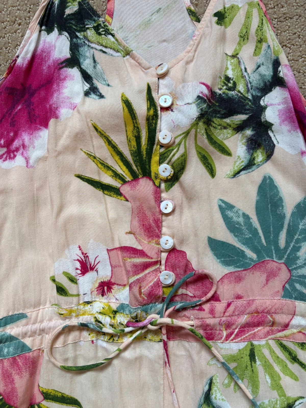 Rip Curl Dress Sz M Floral Lightweight Vacation Maxi Adjustable Resort Beach