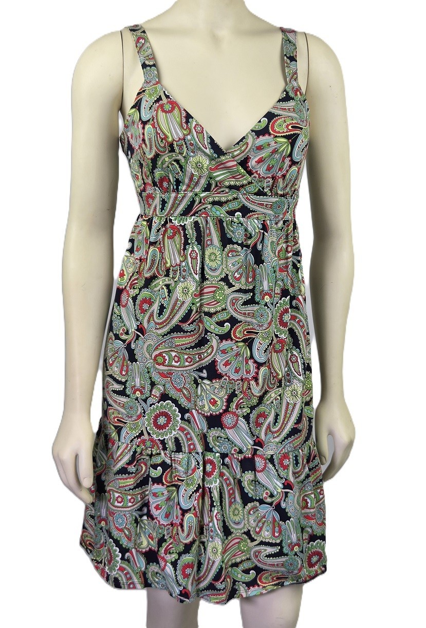 NWT LOFT Paisley print colorful spaghetti strap summer Sun Dress Size S