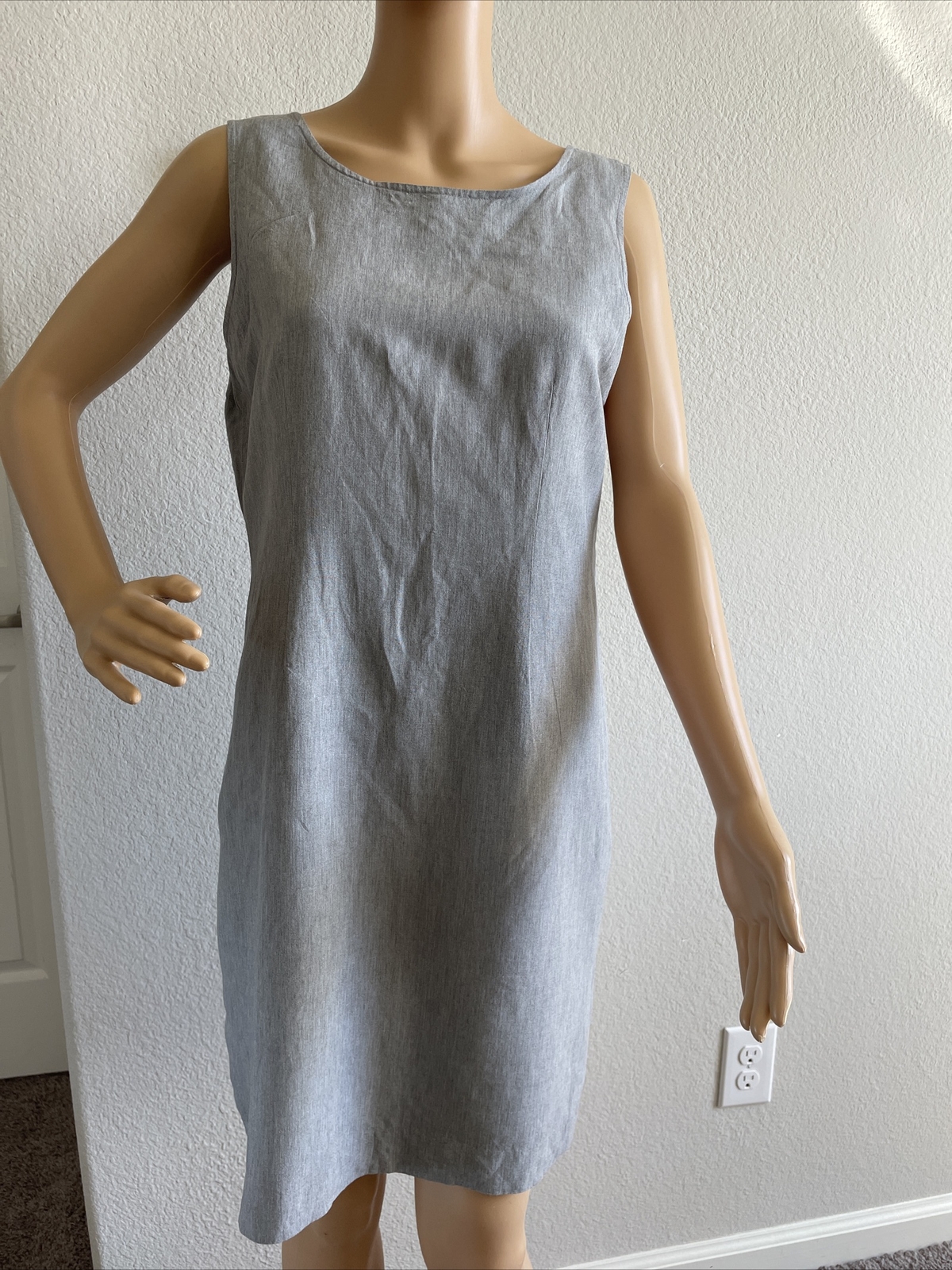 SIGRID OLSEN Rayon Linen 70/30 Sleeveless Career Dress Grey size 10 EUC