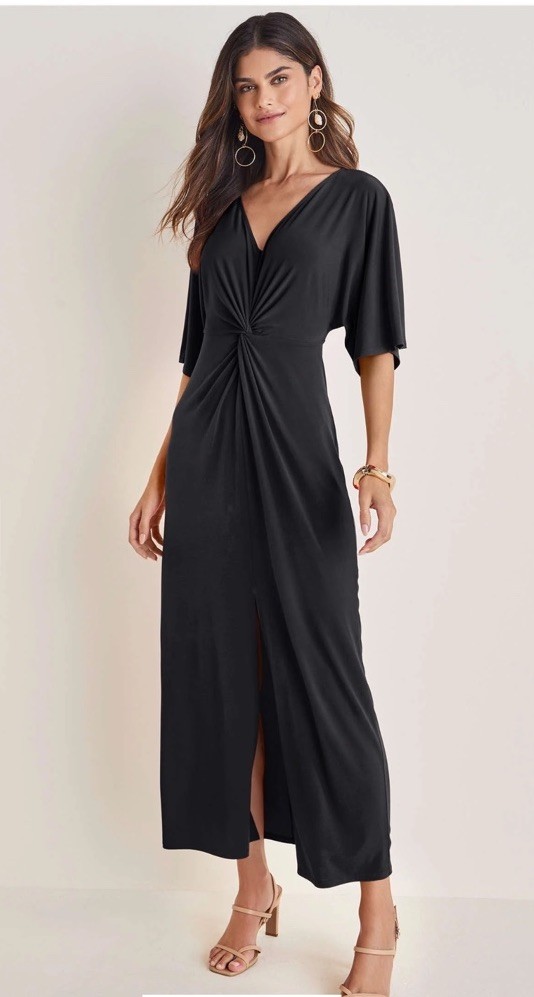 Twist Front Orange Paisley Maxi Dress Boho Kimono Sleeve NEW $79 Venus Women’s M