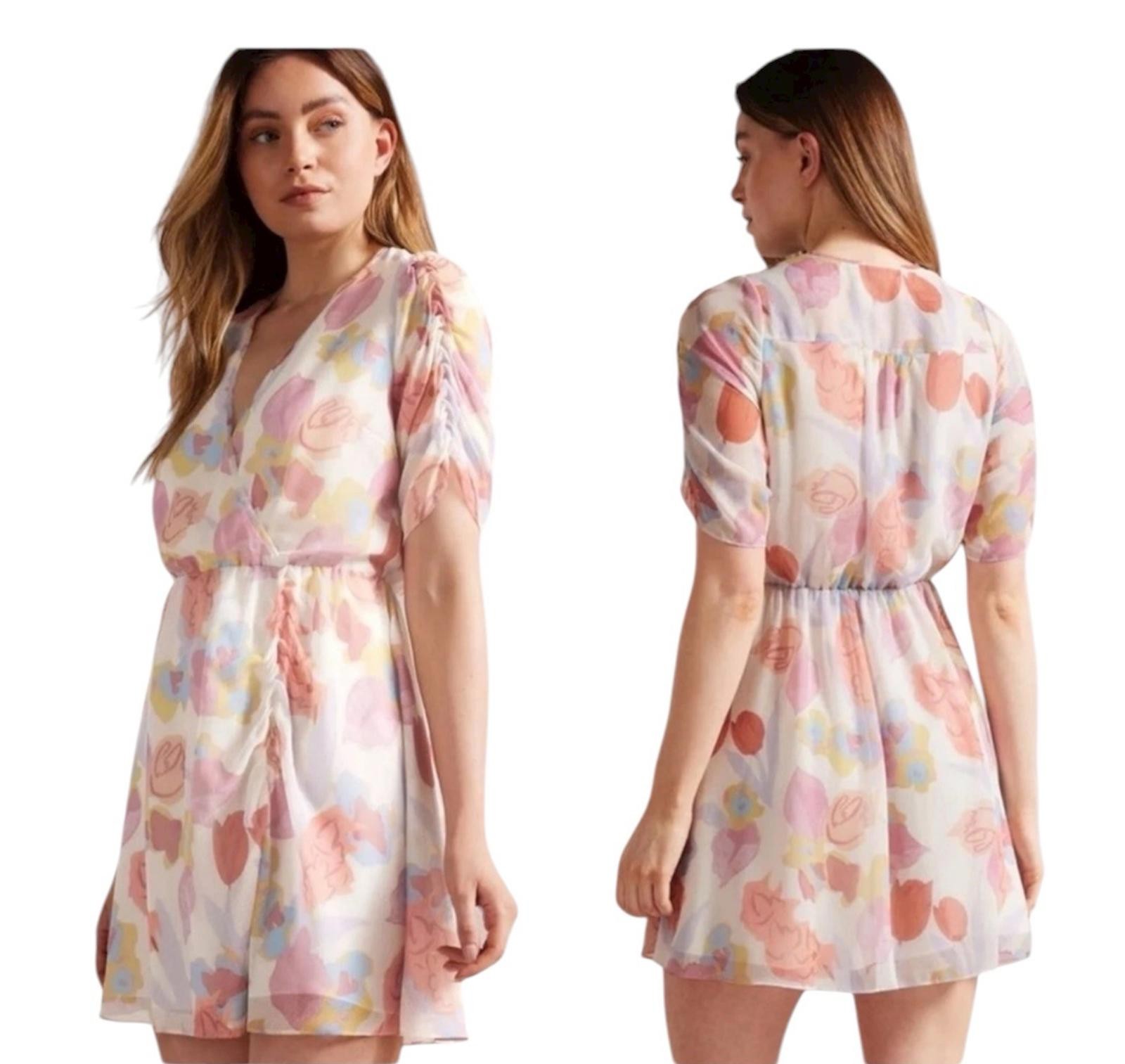 NWT Ted Baker London Dress Women’s Size 2 Pink Juleah Floral Print Short Sleeve