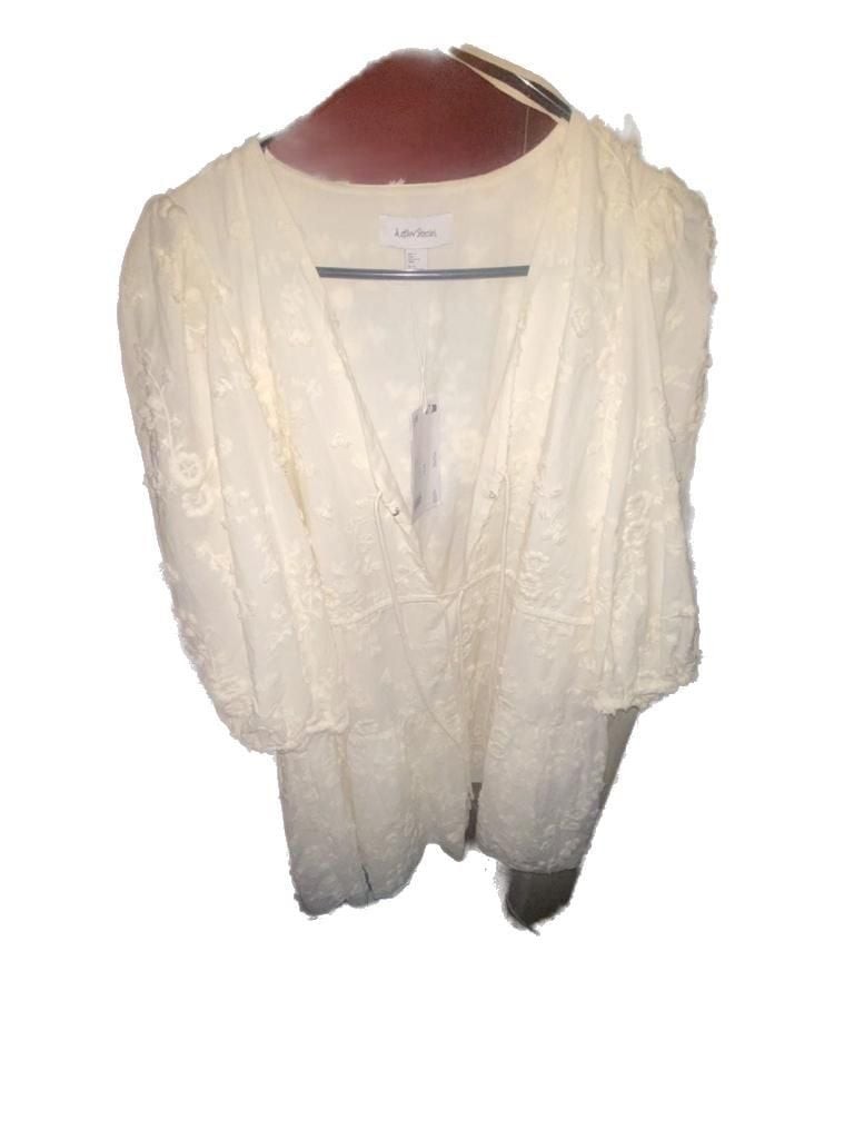 & Other Stories Embroidered Mini Dress with Front Tie and Tiered Hem
