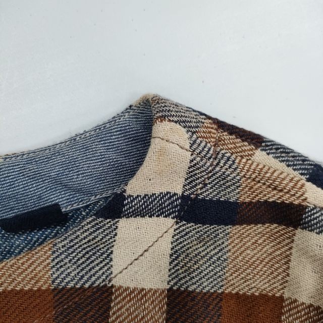 45R/45rpm Indian double-woven flannel A-dress in cotton Brown navy 6-0125T∞