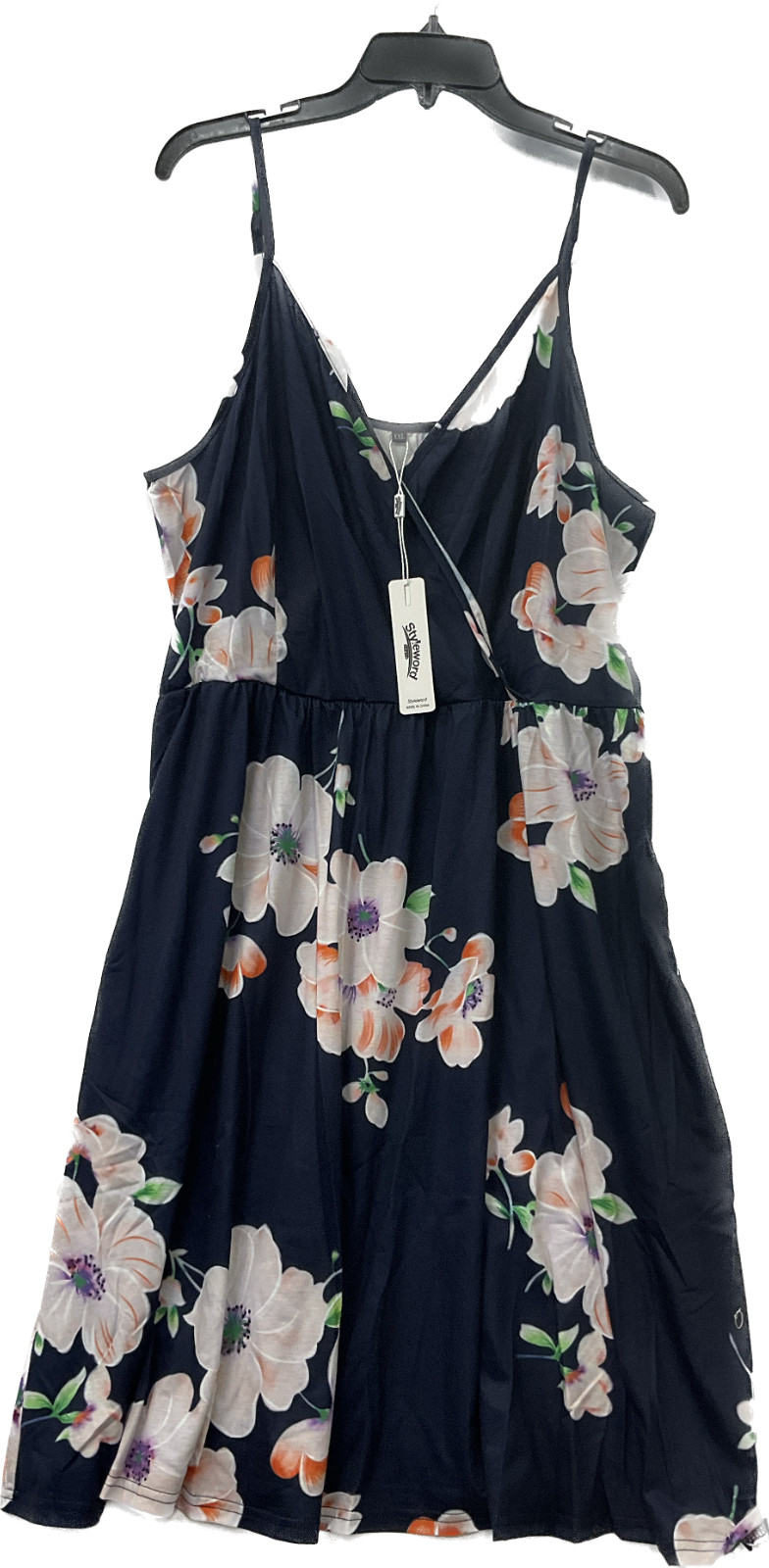 Styleword Sleeveless Dress Womens Size 2XL Multicolor Floral Spaghetti Strap