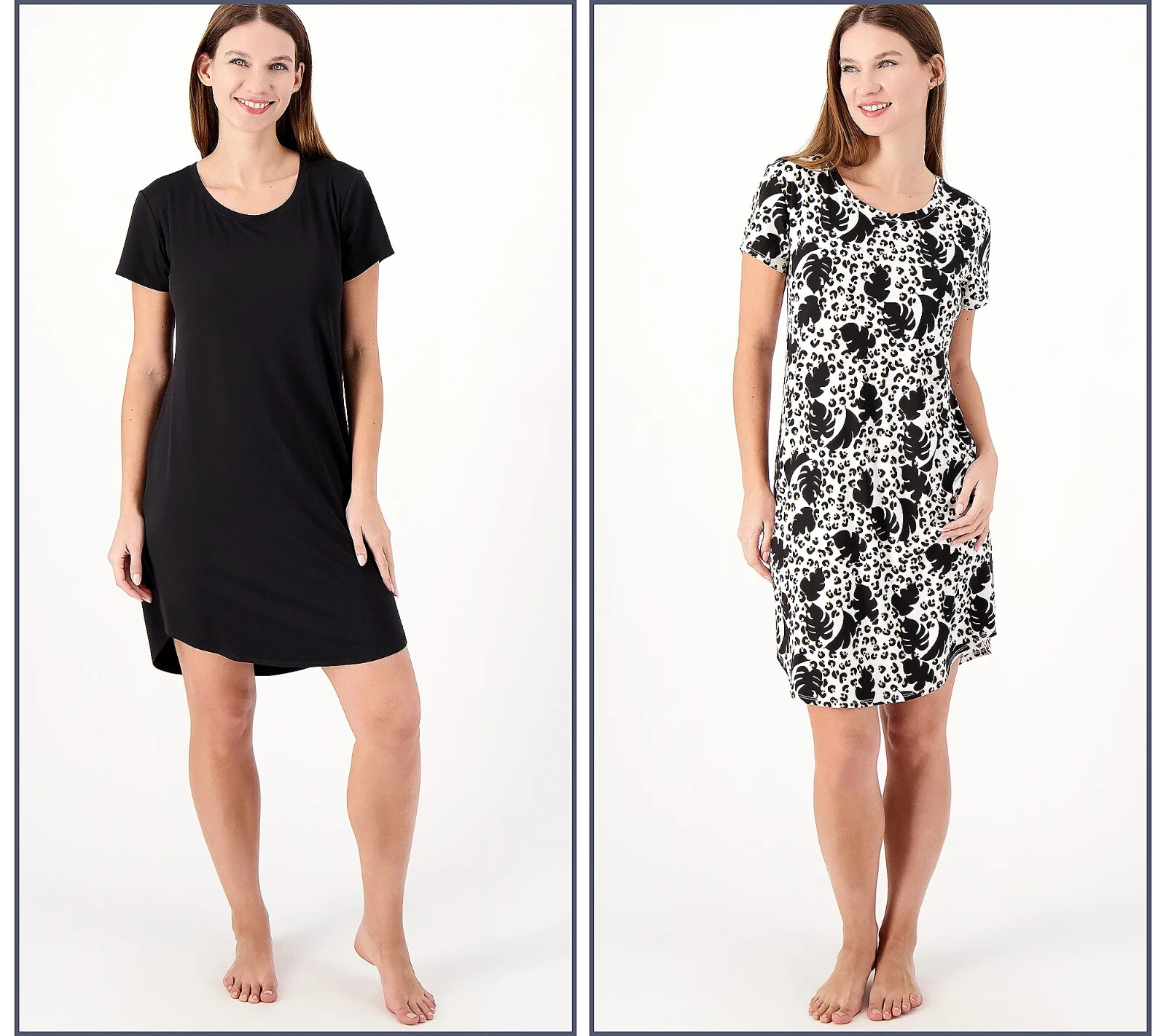 AnyBody Set of 2 Lush Jersey Dresses Black / Animal Size XS A591661