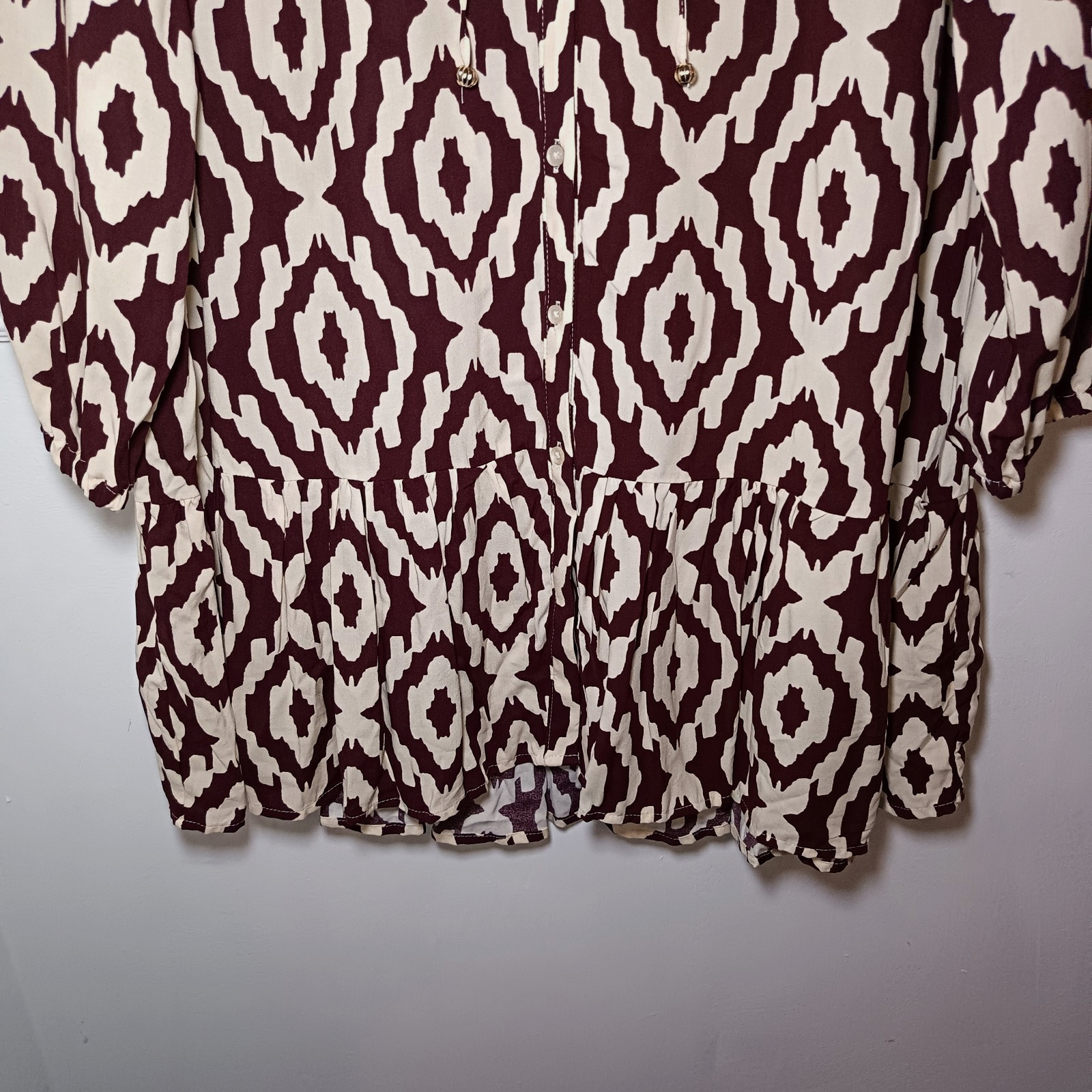 F&F Womens Dress Brown Size UK 20 Boho Print Smock Statement Tiered Abstract