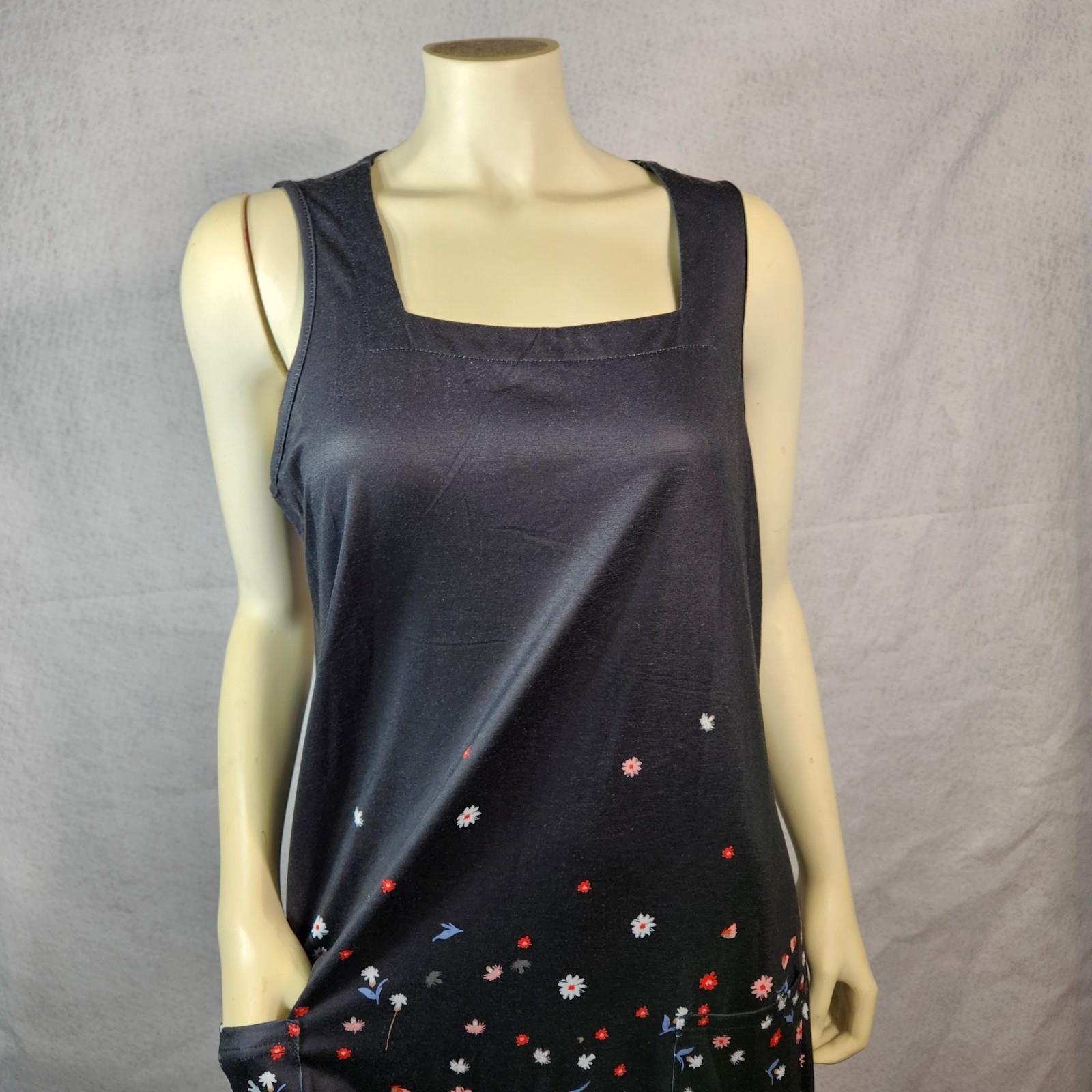 Ofeefan Midi Tank Dress Sz Large Lightweight Front Pockets Floral NEW w Tags