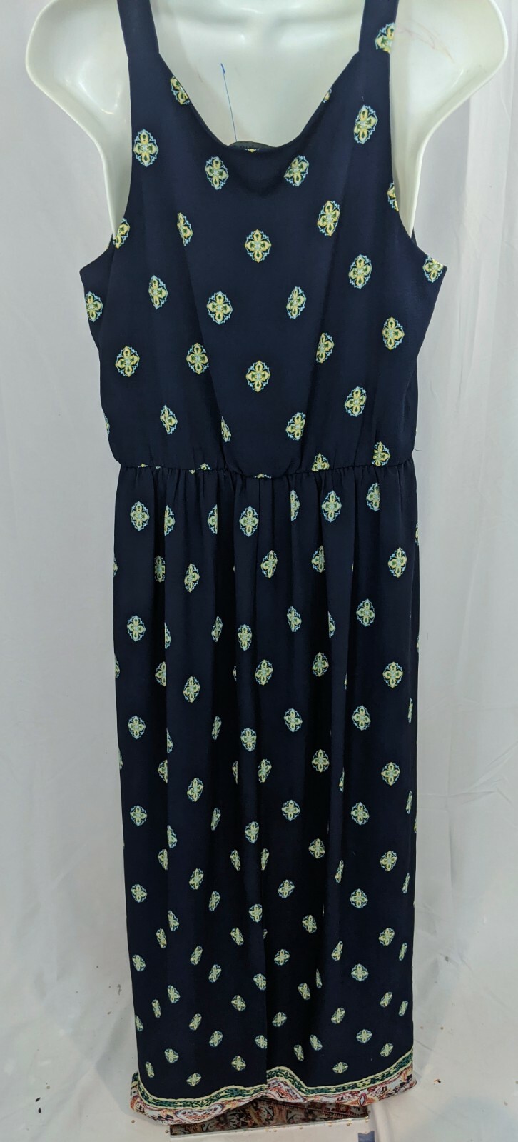 Luxology Blue and Green Sleeveless Non-Stretch Maxi Dress Size 6