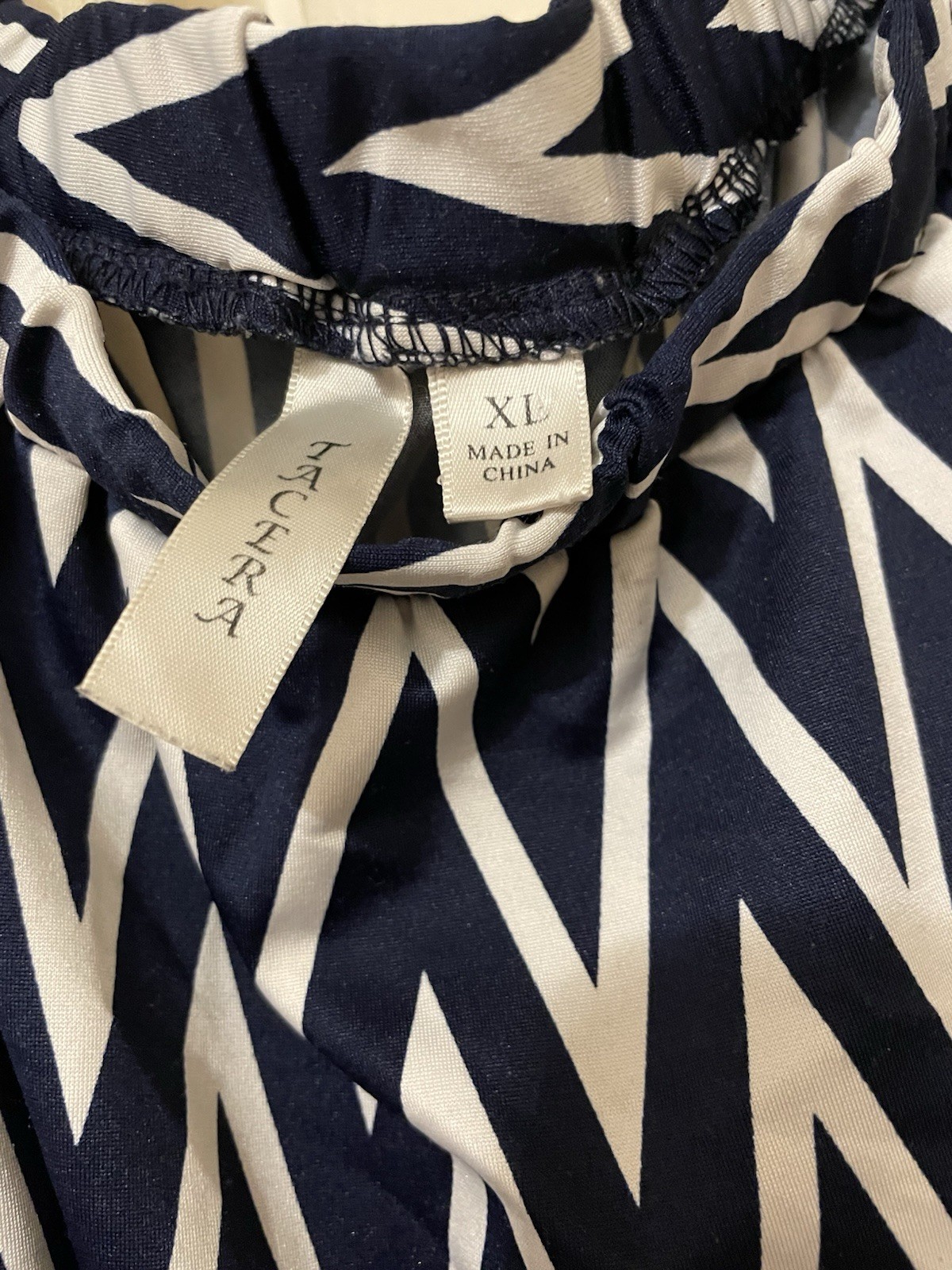 Navy & White Chevron Print Midi Dress Women’s XL