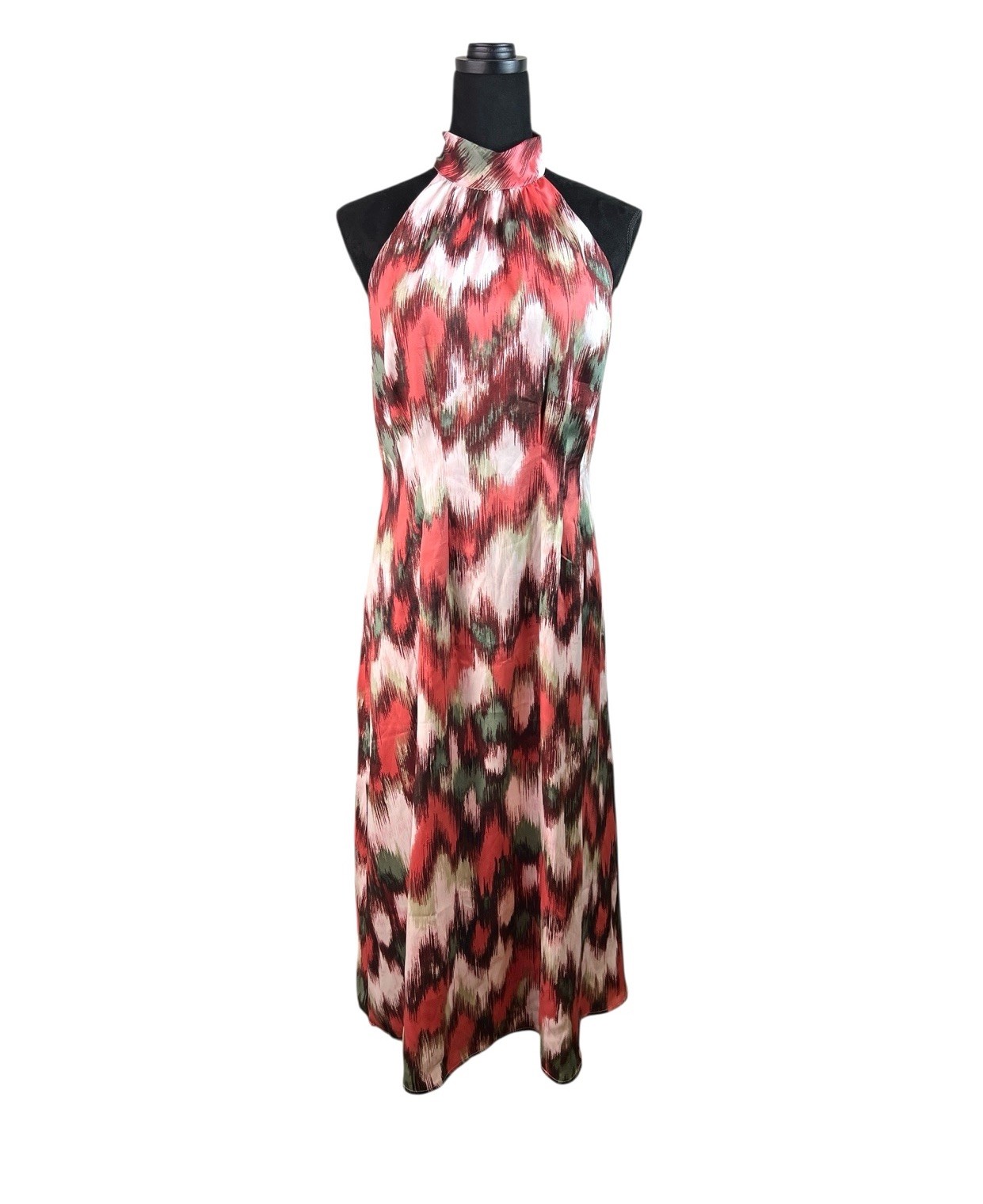 Banana Republic Silky Twill Halter Midi Dress Pink Print NWT Size 8 Classic