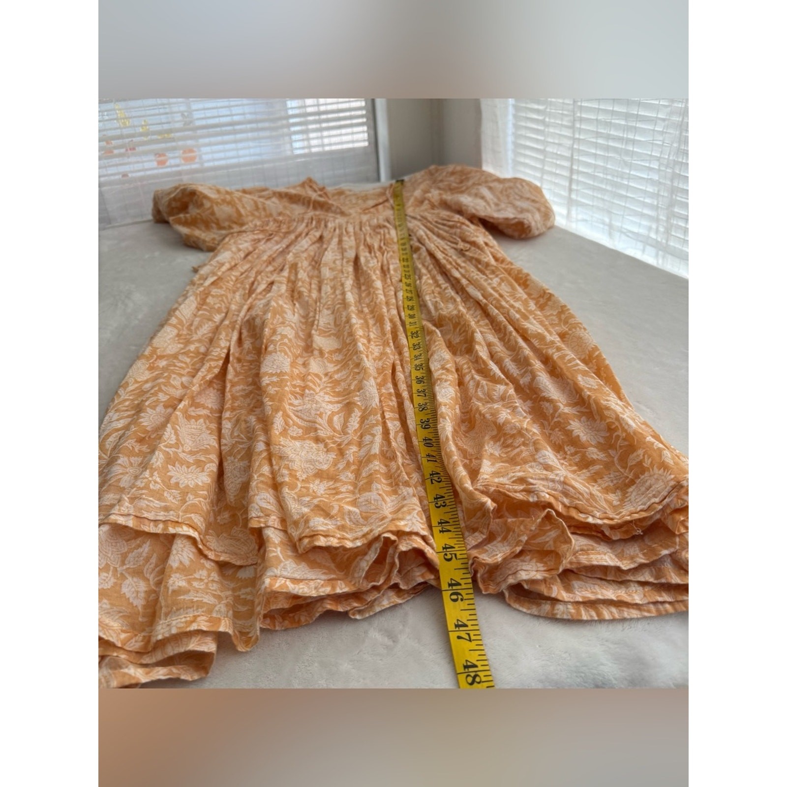 Daughters Of India Kyra Midi Dress in Tangerine Creamsicle Large Cotton Oversize
