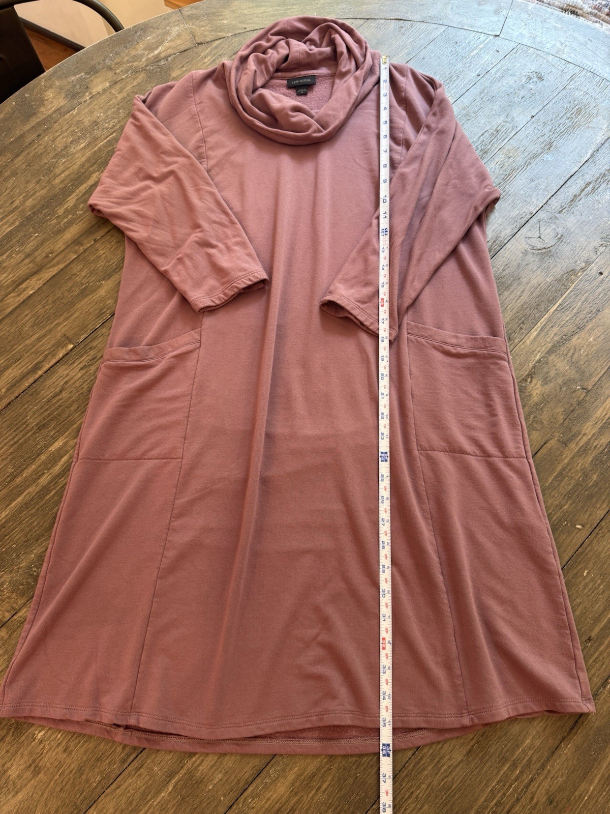 J.Jill Wearever Collection Mauve Cowl Neck Knit Dress Pockets Size Medium