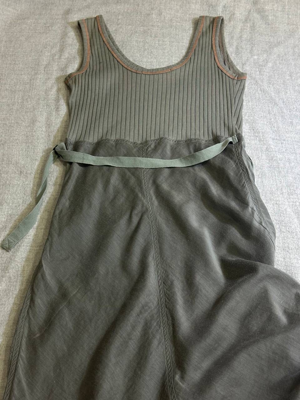 Vintage Cop Copine Silk Blend Midi Dress Khaki Green Y2K Avant Garde Archival S