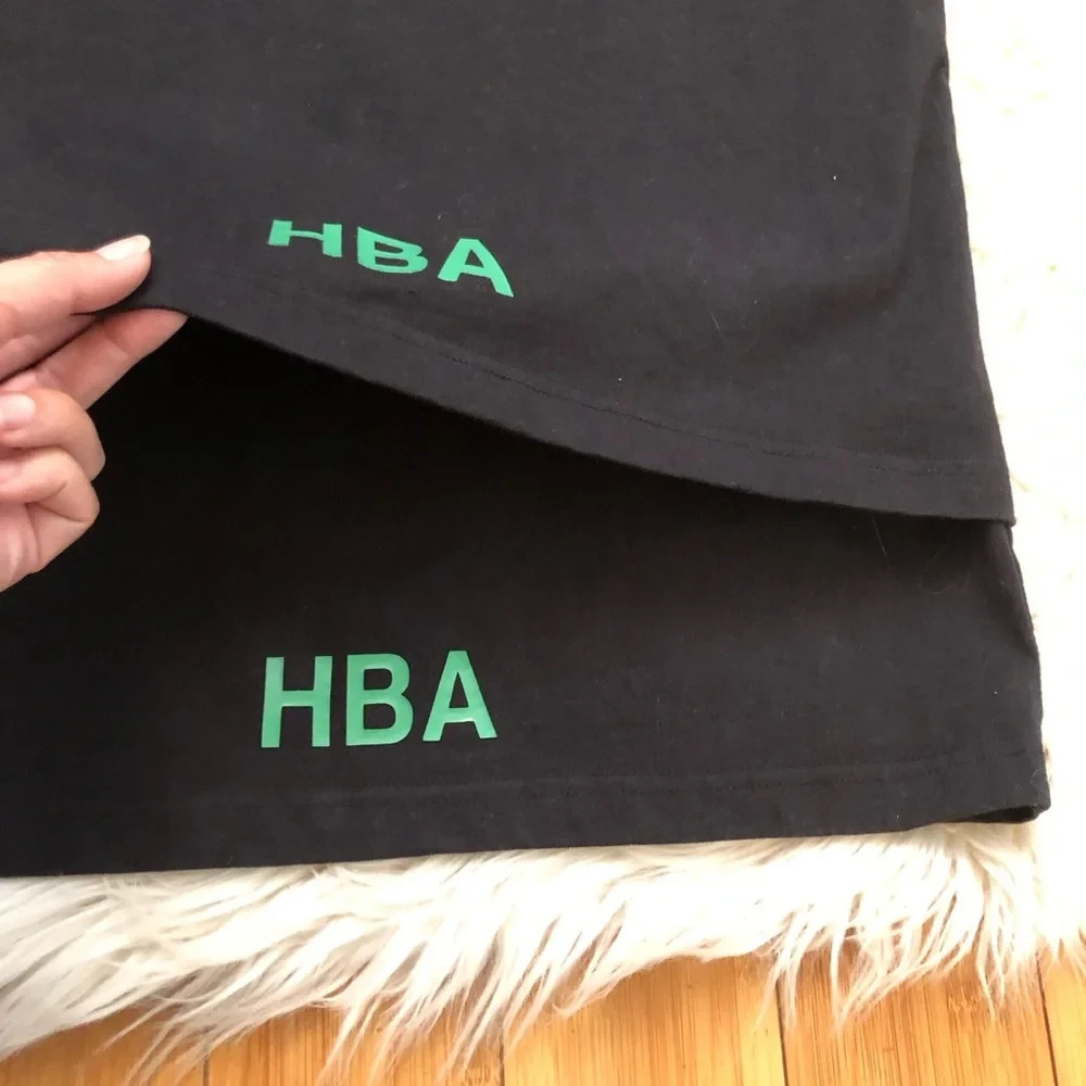 HOOD BY AIR Green Logo Graphic Relaxed Fit Cotton Black Dress Womens, size S