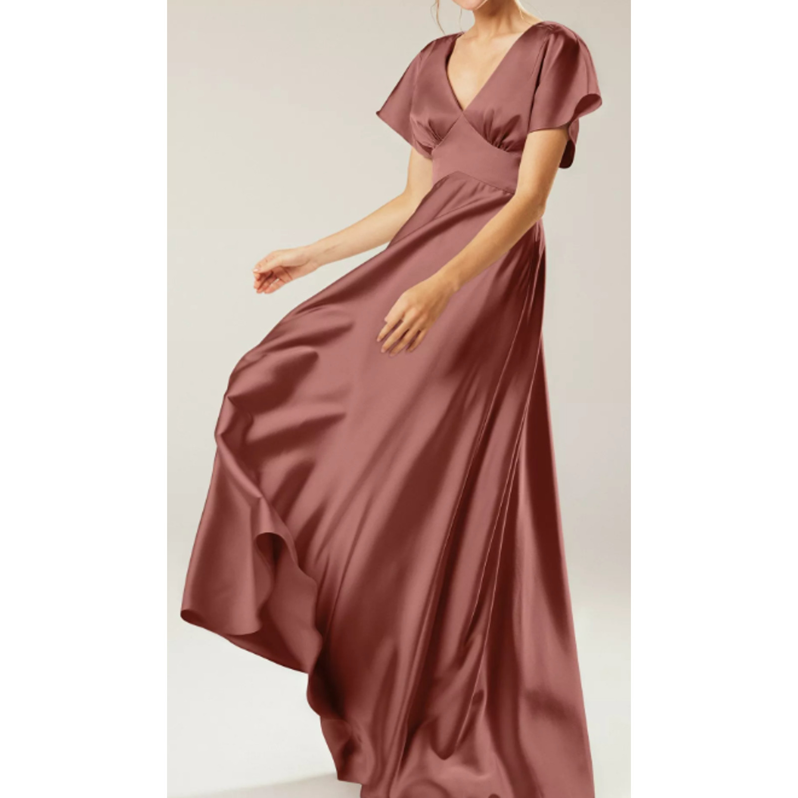 AW BRIDAL 6 S pink desert rose satin Nora bridesmaid formal maxi dress NEW B25