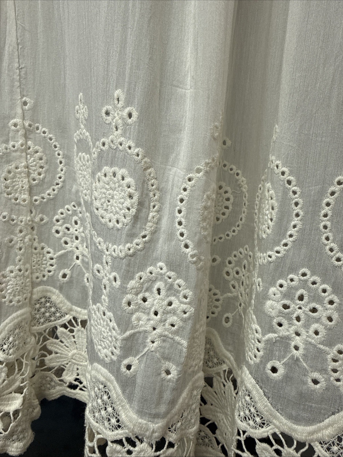 Italy Eyelet Lace Super Sheer Cotton S/M Boho Short Gown Dress #264