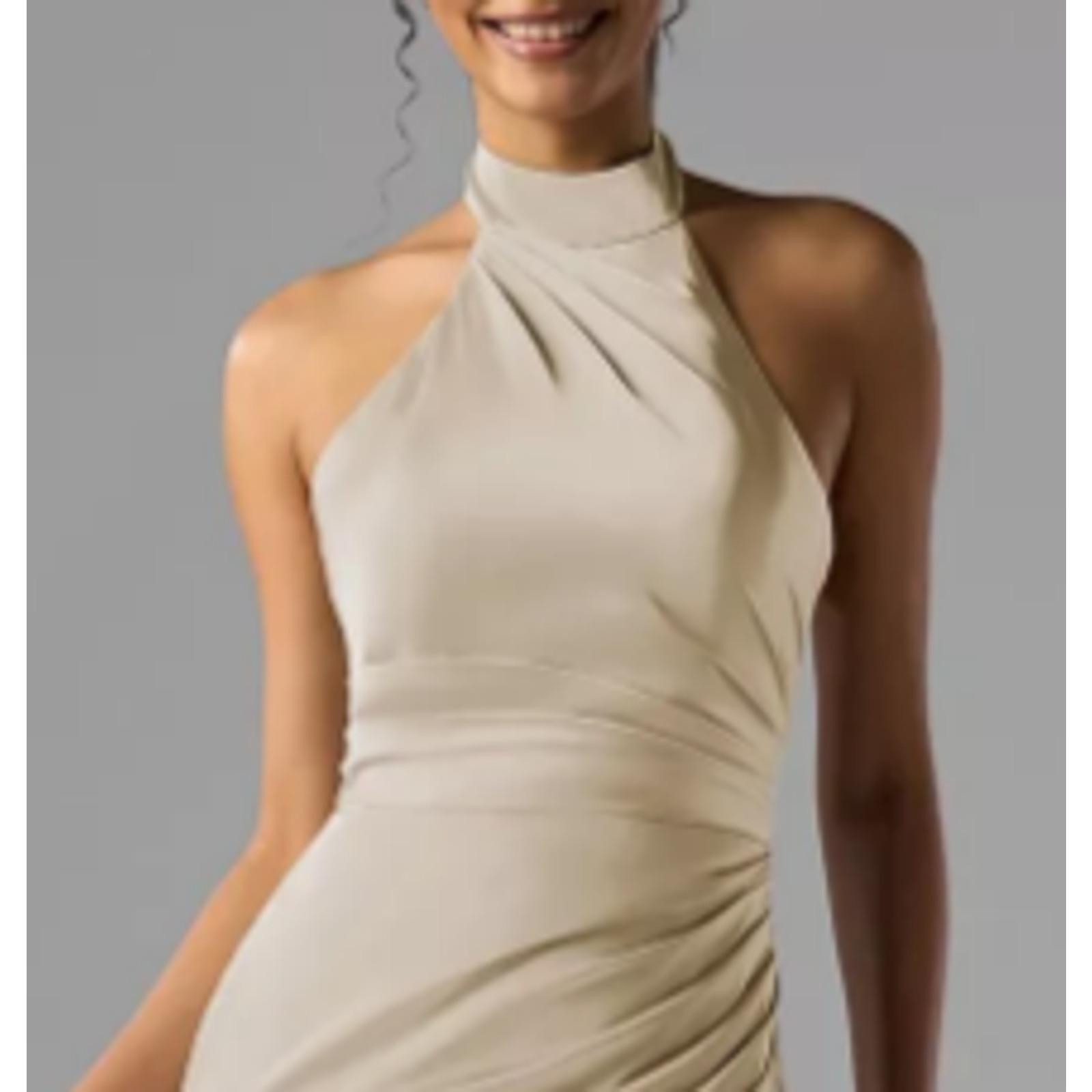 AW BRIDAL SZ 6 S champagne crystal Aiden gala cocktail party maxi dress NEW B30