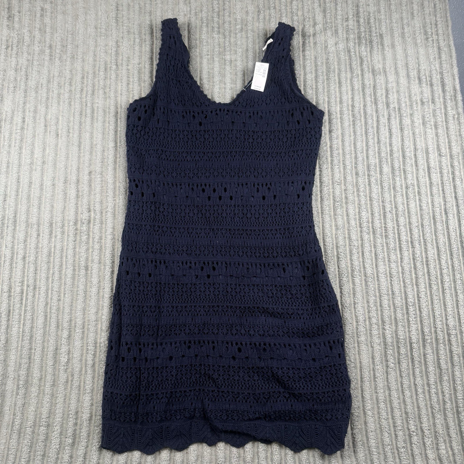 Maurices Navy Blue Crochet Knit Sleeveless Dress with Back Tie Detail Sz XL NWT