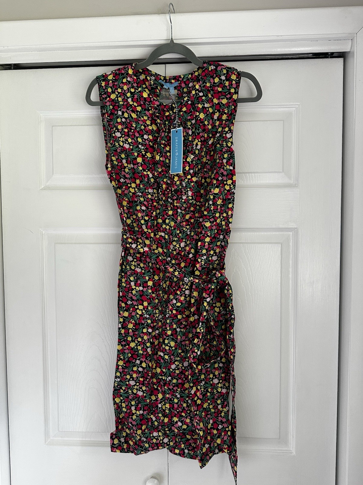 Draper James Linen Floral Dress Shift Large Ruffle Preppy Romantic Ruffles NWT