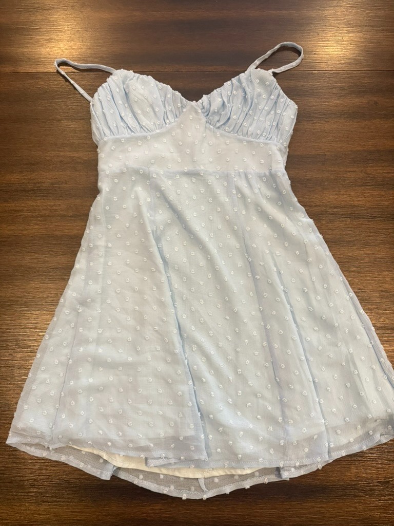 Hello Molly Baby Blue My Little Waterloo Swiss Dot Mini Dress Women’s Size 4