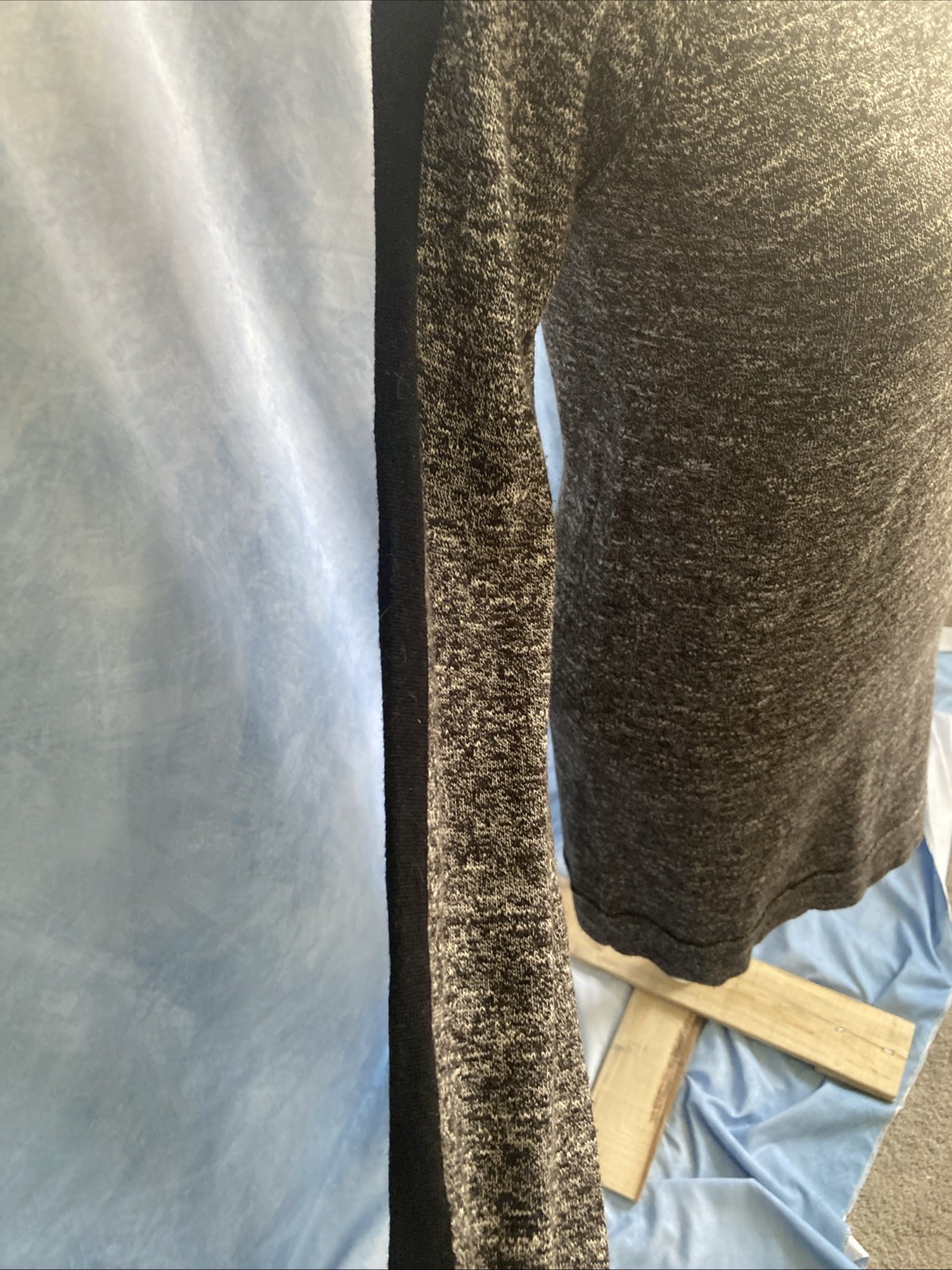 Max Studio Tweed Knit Sweater Dress Size S Gray Black Raglan Sleeve 5907659