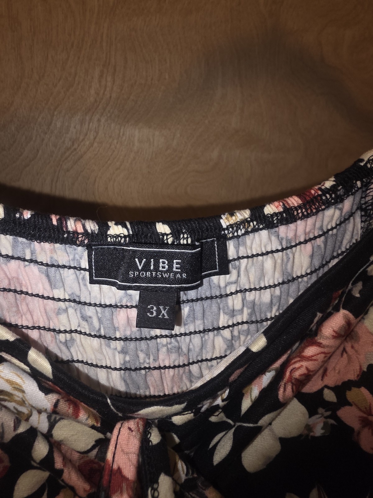 Vibe Sportswear Black Pink Floral Scoop Neck Short Sleeve Maxi Dress Sz 3X