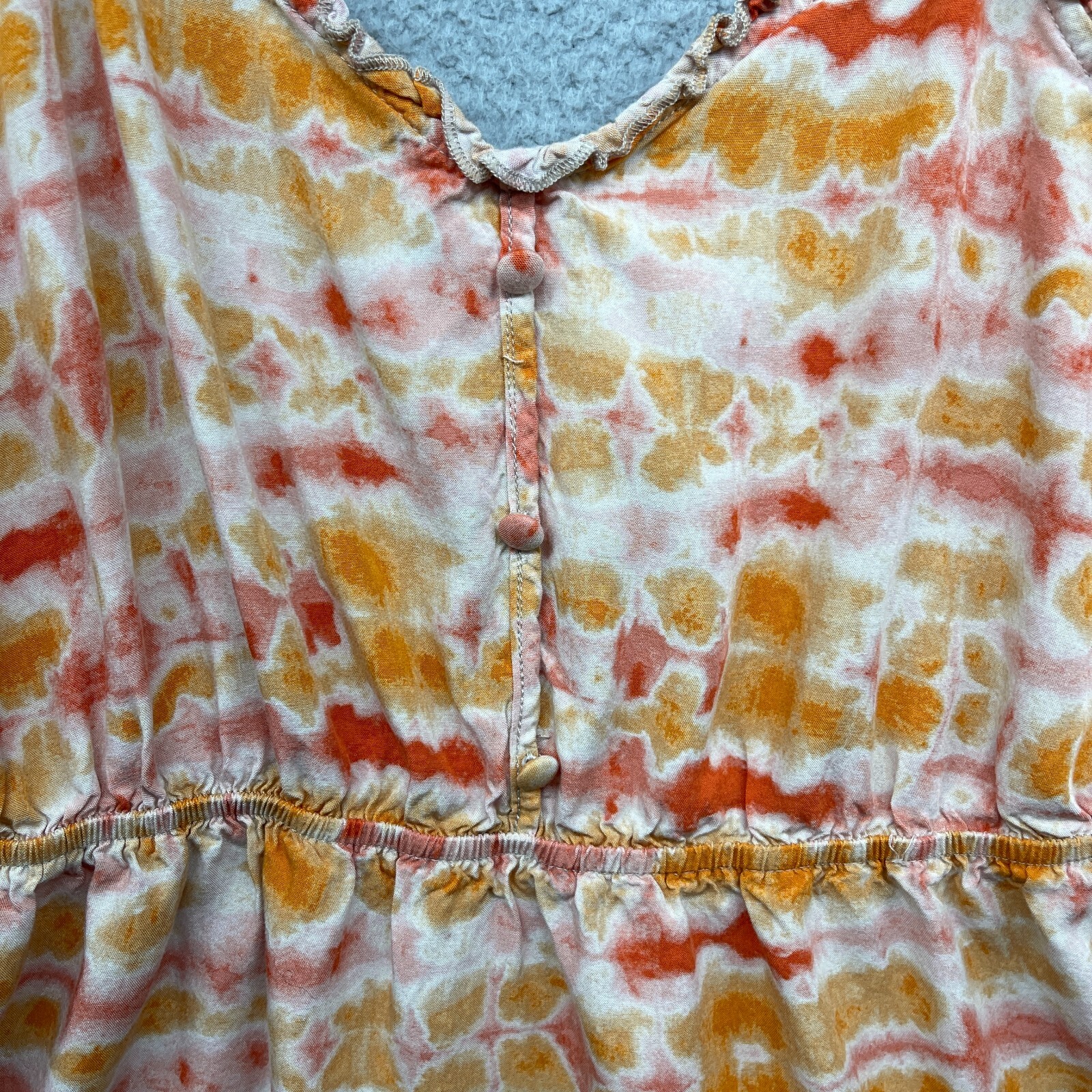 Mimi Chica Women Mini Dress Multicolor Tie Dye Spaghetti V-Neck Button Size L
