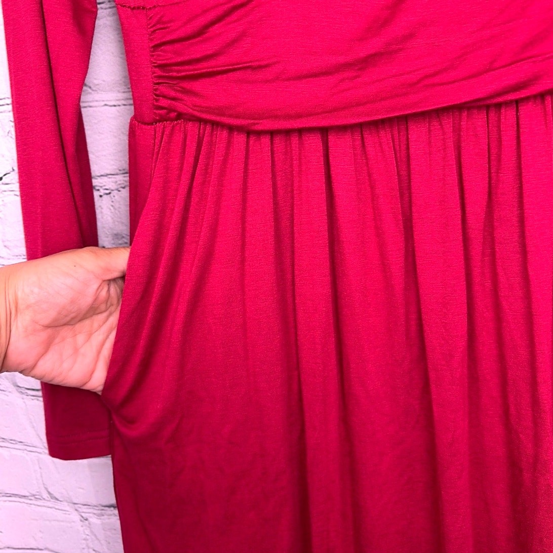 Ouges Boho Romantic Elegant Casual Wrap Neck Flowy Empire Waist Maxi Dress M