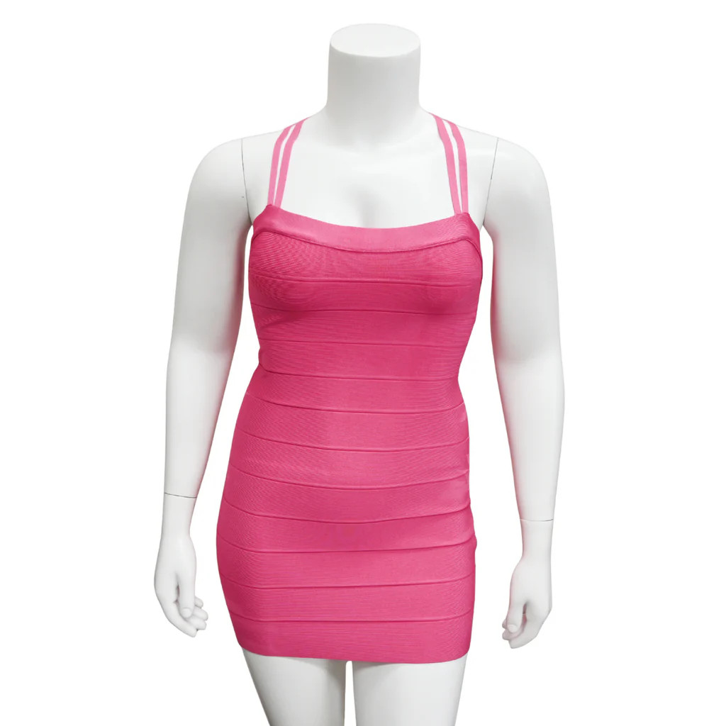 HERVE LEGER | Hot Pink Bandage Mini Dress Size XL