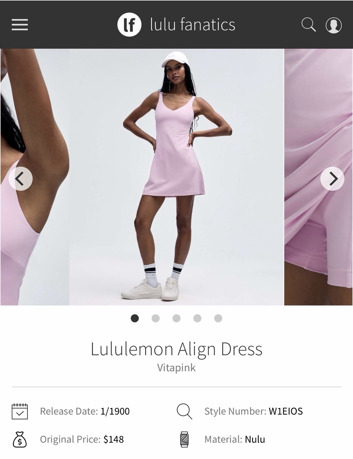 NWT Lululemon Align Dress Vitapink VITP Size 4