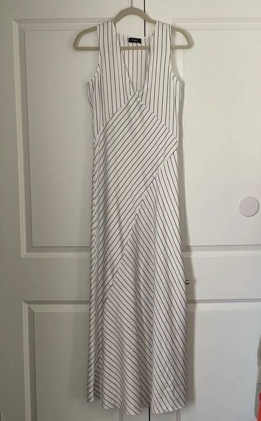 New Theory Striped Bias-Cut Dress NY Sample Sale Size S/M