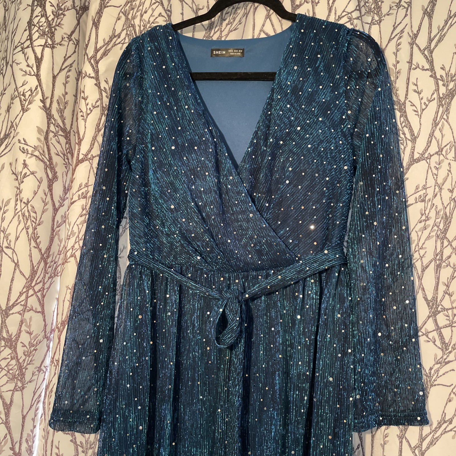 Embellished Flowy Maxi Teal Sequin/Glittery Chifon Dress XL/12 Formal Festive