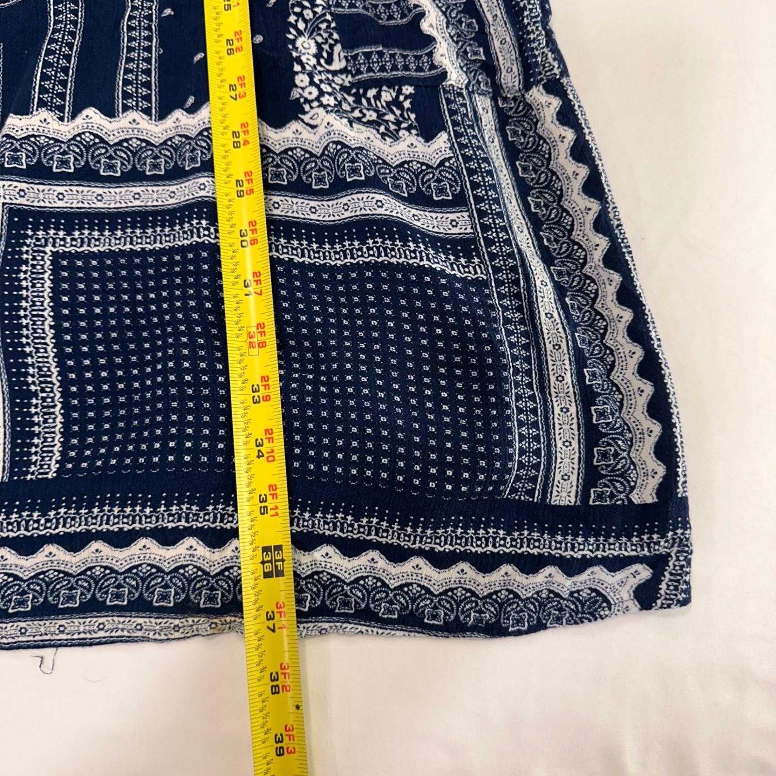 Knox Rose Patchwork Bandana Print Sundress Women Large Navy Blue Pockets | Boho